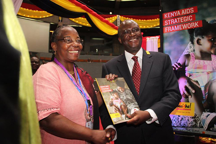 The Kenya Cabinet Secretary for Health, Mr James Macharia, and the World Health Organisation Kenya Representative, Dr Custodia Mandlhate, at the launch in Nairobi